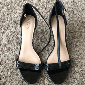 Patent leather stiletto sandal